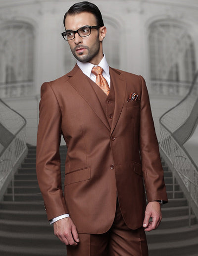 Mens Classic Fit Pleated Pant 2 Button Wool Suit in Copper 1 TZ-100BG_COPPER_56R  - from alligatorwarehouse.com