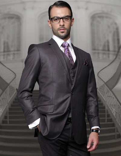 Mens Classic Fit Pleated Pant 2 Button Wool Suit in Charcoal Grey 1 TZ-100_H.CHARCOAL_50R  - from alligatorwarehouse.com