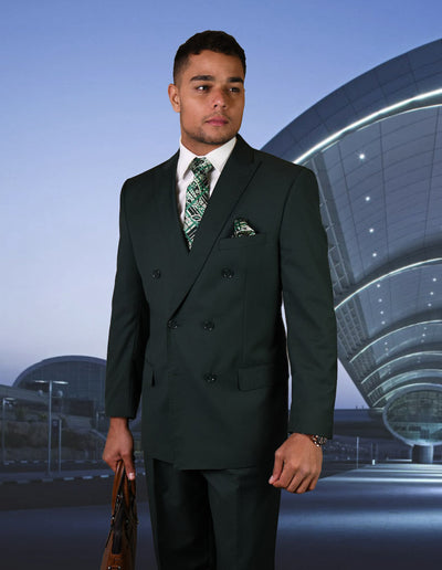Statement Men's 2-Piece 100% Wool Modern Fit Fashion Suit – Double-Breasted Style 3 TZD-100-BROWN-34S  - from alligatorwarehouse.com