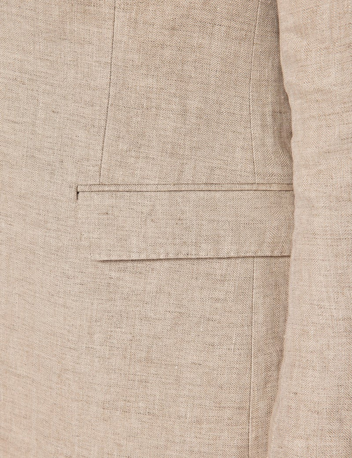 Mens Linen Suit For Beach Wedding - Summer  Suit in Natural Herringbone Tailored Fit