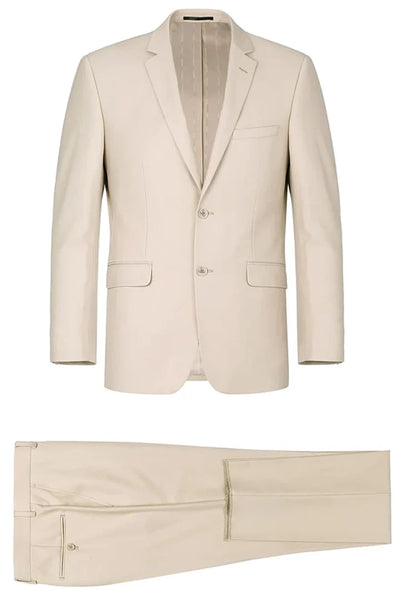 Mens Basic Two Button Classic Fit Suit with Optional Vest in Light Tan Beige 1 HB-0017  - from alligatorwarehouse.com