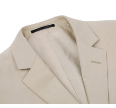 Mens Basic Two Button Classic Fit Suit with Optional Vest in Light Tan Beige