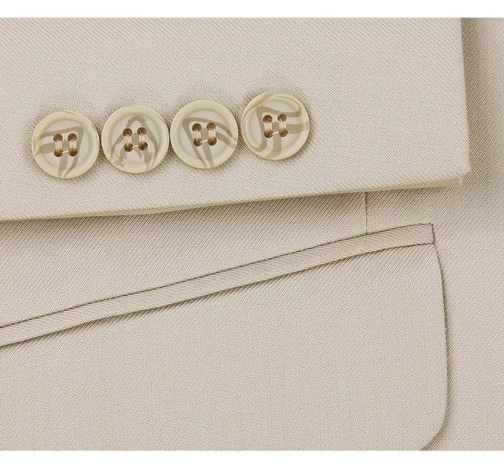 Mens Basic Two Button Classic Fit Suit with Optional Vest in Light Tan Beige