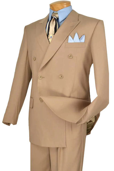 Mens Classic Double Breasted Suit in Tan 1 YW-2493  - from alligatorwarehouse.com