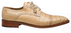 Alligator Shoes Ferrini Mens Dune Tan Monti Cap Toe