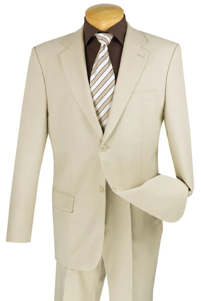 Mens 2 Button Classic Poplin Suit in Beige 1 VI-4842  - from alligatorwarehouse.com