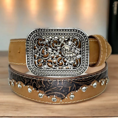 Cowgirl Belt With Buckle Tan 1   - from alligatorwarehouse.com