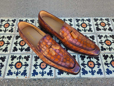 Tassel Loafer With Gator Print 5 KS503-66EWHISKY75  - from alligatorwarehouse.com