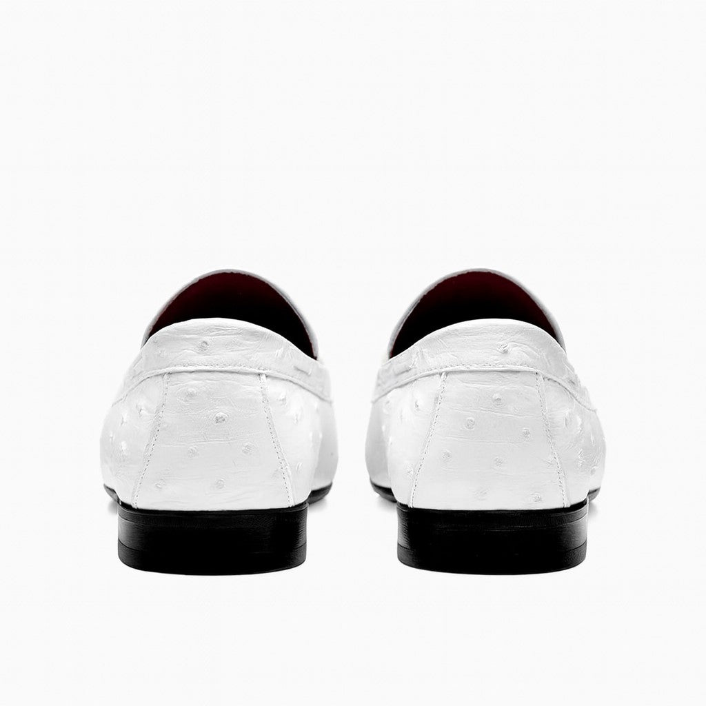 Marco Di Milano Aubiere White Ostrich Quill Tassel Loafers