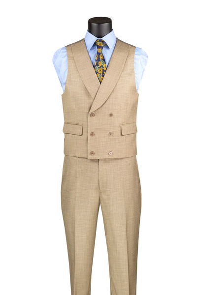 Taupe Modern Fit 3-Piece Suit with Lapel Vest & Adjustable Pants 2 SO1MV2K-2_Taupe_38S  - from alligatorwarehouse.com