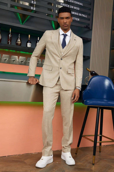 Men's Stacy Adam's Two Button Vested Summer Suit in Light Tan 2 5U-3773  - from alligatorwarehouse.com