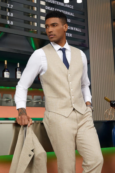 Men's Stacy Adam's Two Button Vested Summer Suit in Light Tan 3 5U-3773  - from alligatorwarehouse.com