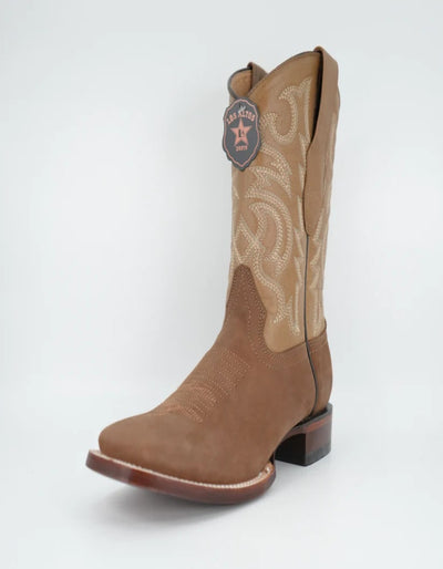 Los Altos Men's Nobuck Taupe Wide Square Toe Boot 5   - from alligatorwarehouse.com