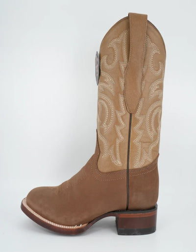 Los Altos Men's Nobuck Taupe Wide Square Toe Boot 2   - from alligatorwarehouse.com