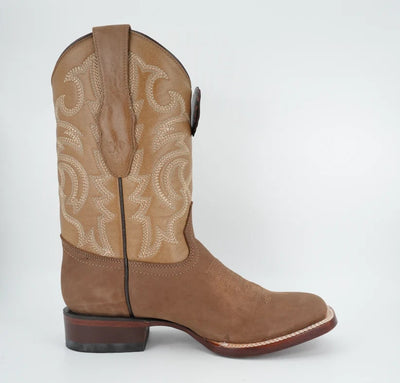 Los Altos Men's Nobuck Taupe Wide Square Toe Boot 6   - from alligatorwarehouse.com