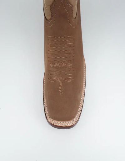 Los Altos Men's Nobuck Taupe Wide Square Toe Boot 3   - from alligatorwarehouse.com