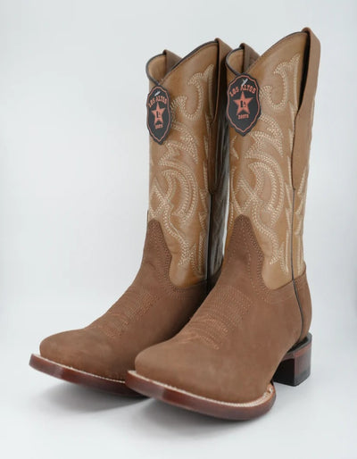 Los Altos Men's Nobuck Taupe Wide Square Toe Boot 1   - from alligatorwarehouse.com