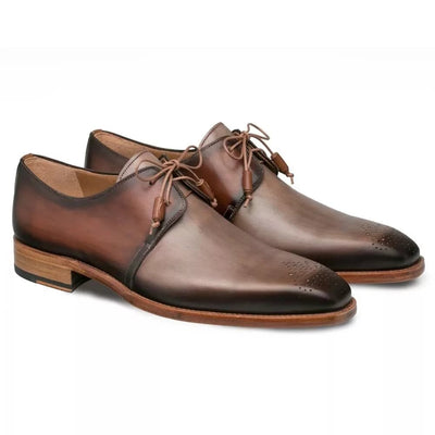 Mezlan Montes Taupe & Cognac Italian Calfskin Men’s Oxford 1   - from alligatorwarehouse.com