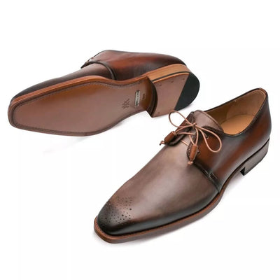 Mezlan Montes Taupe & Cognac Italian Calfskin Men’s Oxford 3   - from alligatorwarehouse.com
