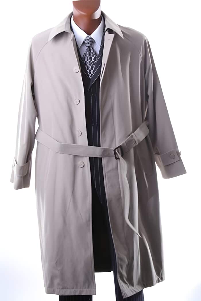 Taupe Full Length All Year Round Raincoat - Dress Coat  Priced Available In Big & Tall Sizes Trench Coat