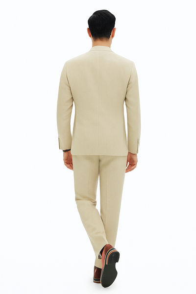 Mens Two Piece Linen Suit Relaxed Hybrid Fit No Collar 8   - from alligatorwarehouse.com