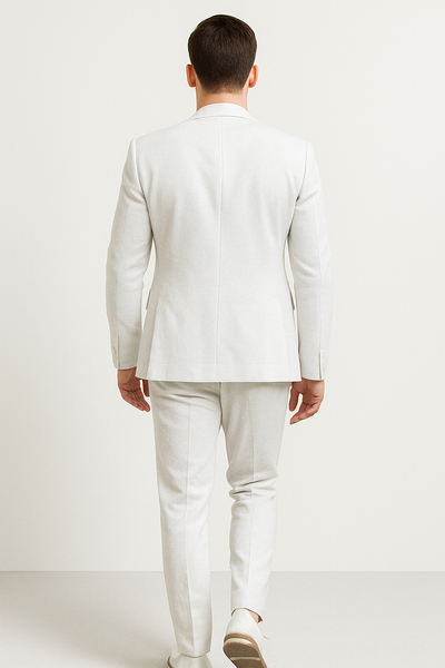 Mens Two Piece Linen Suit Relaxed Hybrid Fit No Collar 11   - from alligatorwarehouse.com