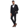 2024 Floral Mens 3PC Suit w/ Double Breasted Prom Vest by Tazzio, Black 3   - from alligatorwarehouse.com