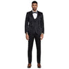 2024 Floral Mens 3PC Suit w/ Double Breasted Prom Vest by Tazzio, Black 2   - from alligatorwarehouse.com