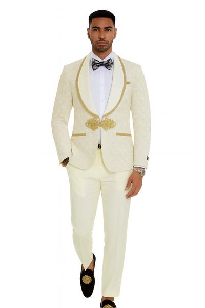 2025 Ivory and Gold 2pc Men's Suit by Tazzio 8   - from alligatorwarehouse.com