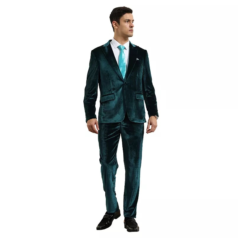 Mens Designer Velvet Suit Set – 2-Piece Peak Lapel Style 1   - from alligatorwarehouse.com