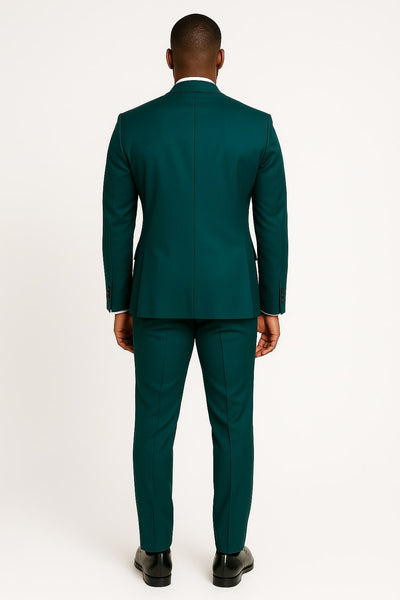 Teal Green Tuxedo Suit for Men – Satin Shawl Lapel Prom and Wedding Suit 2   - from alligatorwarehouse.com