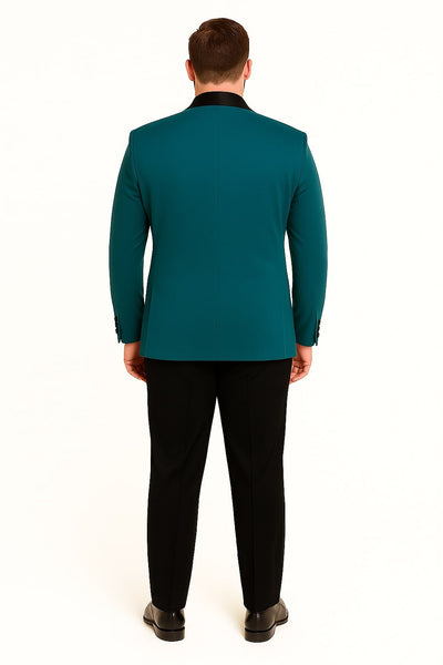 Teal Velvet Tuxedo for Men – One Button Black Satin Lapel Formal Suit with Bow Tie 2   - from alligatorwarehouse.com