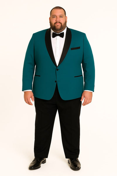 Teal Velvet Tuxedo for Men – One Button Black Satin Lapel Formal Suit with Bow Tie 3   - from alligatorwarehouse.com