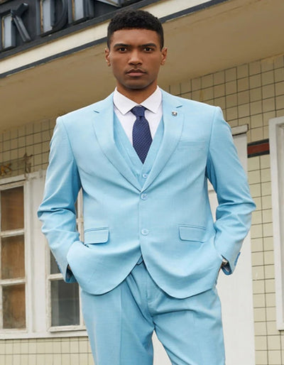 Men's Stacy Adam's Two Button Fancy Vested Teal Green Suit 2   - from alligatorwarehouse.com
