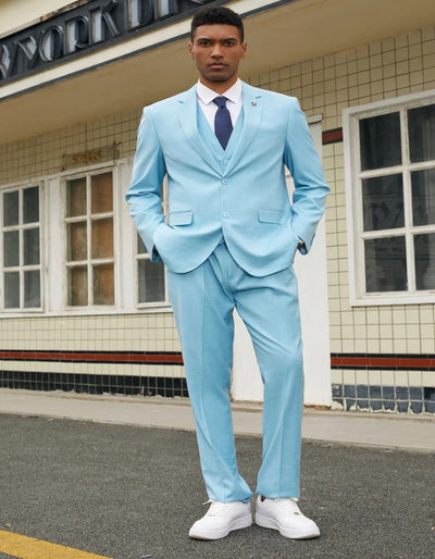 Men's Stacy Adam's Two Button Fancy Vested Teal Green Suit 1   - from alligatorwarehouse.com