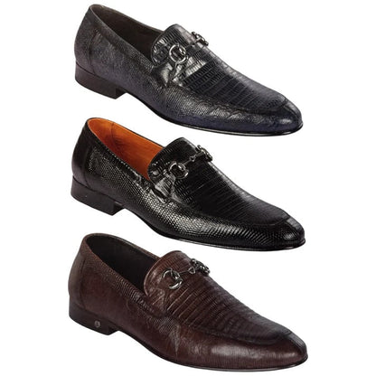 Lombardy Men’s Teju Lizard Bit Loafers – Exotic Leather Slip-On Dress Shoes