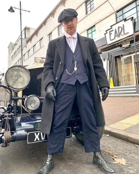 Mens Peaky Blinders Costume Thomas Shelby Suit & Overcoat