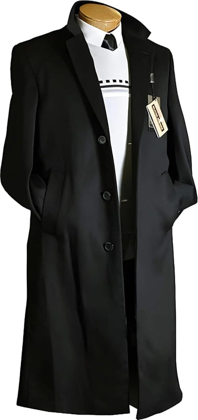 Men's Black Wool Overcoat – Big & Tall Dress Topcoat in Dark Color 9   - from alligatorwarehouse.com