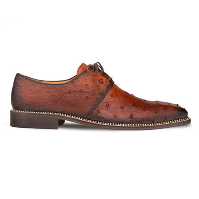 Tillson Brandy Genuine Ostrich Plain Toe Mens Blucher By Mezlan Made In Spain Brand 2   - from alligatorwarehouse.com