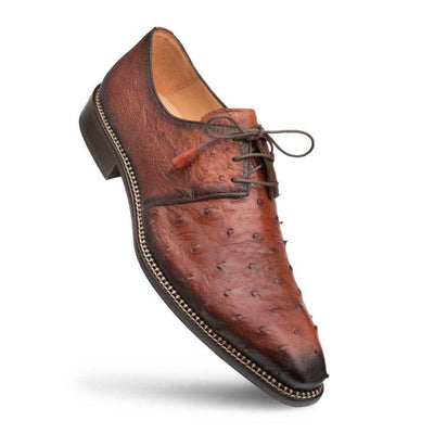Tillson Brandy Genuine Ostrich Plain Toe Mens Blucher By Mezlan Made In Spain Brand 1   - from alligatorwarehouse.com