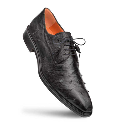 Tillson Black Genuine Ostrich Plain Toe Mens Blucher By Mezlan Made In Spain Brand 1   - from alligatorwarehouse.com
