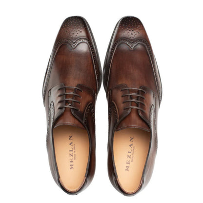 Tasso Wing Tip Derby Chestnut By Mezlan Made In Spain Brand