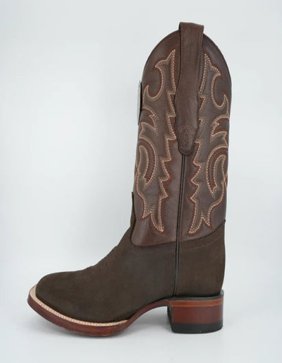 Los Altos Men's Nobuck Dark Tobacco Wide Square Toe Boot 4   - from alligatorwarehouse.com