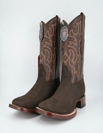 Los Altos Men's Nobuck Dark Tobacco Wide Square Toe Boot 1   - from alligatorwarehouse.com