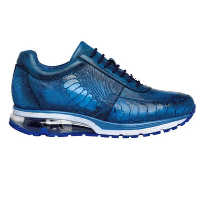 Men's Belvedere Todd Ostrich Leg Sneaker in Antique Ocean Blue 1 MEN E02 ANT. OCEAN BLUE-M-09  - from alligatorwarehouse.com