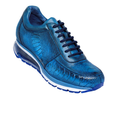 Men's Belvedere Todd Ostrich Leg Sneaker in Antique Ocean Blue 2 MEN E02 ANT. OCEAN BLUE-M-09  - from alligatorwarehouse.com