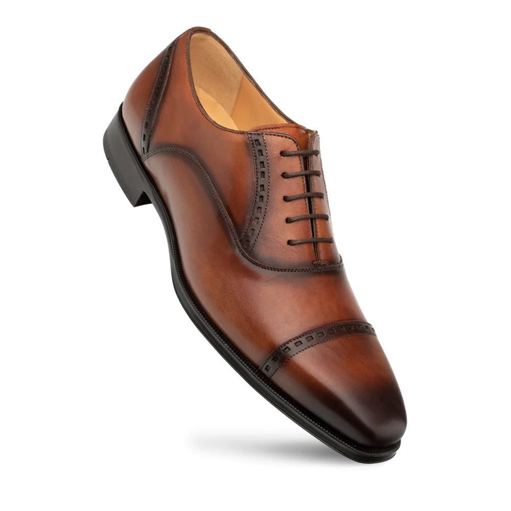 Amaro Leather Cap Toe Cognac By Mezlan Made In Spain Brand