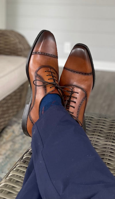 Amaro Leather Cap Toe Cognac By Mezlan Made In Spain Brand 6   - from alligatorwarehouse.com