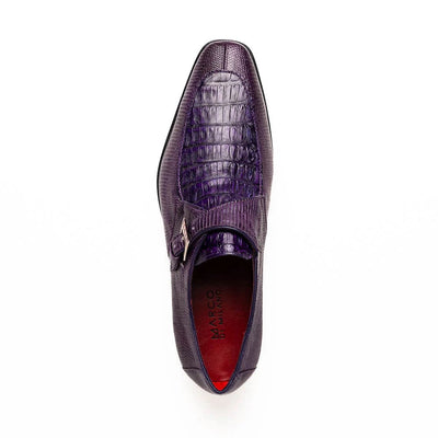 Marco Di Milano Toluca Purple Monk Strap Lizard & Crocodile Shoes 2 TOLUCA_CAIMAN FUSCUS-LIZ RING_PURPLE_9  - from alligatorwarehouse.com