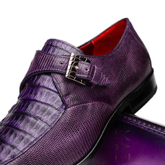 Marco Di Milano Toluca Purple Monk Strap Lizard & Crocodile Shoes